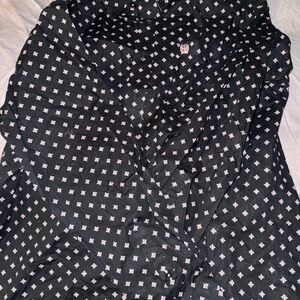 Cinch Black Shirt with White Floral Pattern